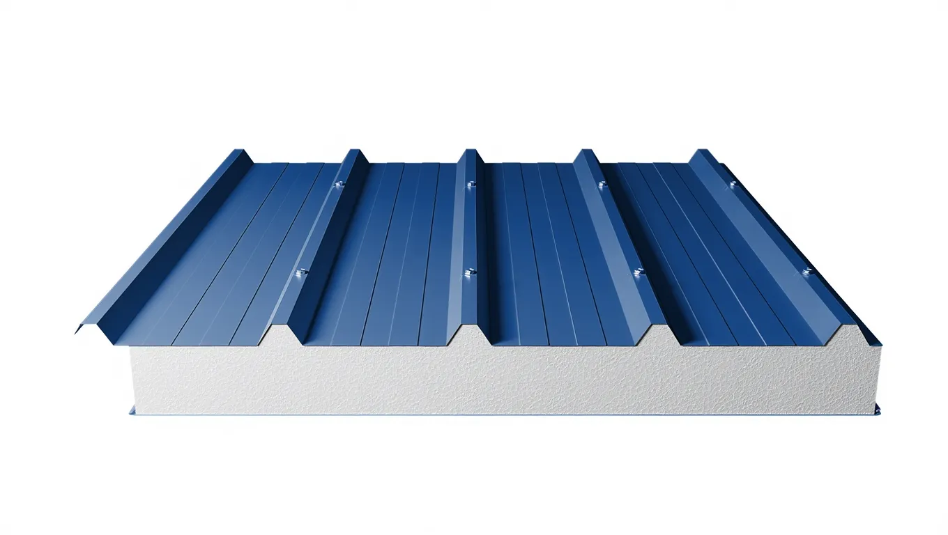 Кровельная сэндвич-панель с пенополистиролом 120 мм цвет RAL (полиэстер) верх 0,5 мм / низ 0,5 мм (ширина 1000 мм)